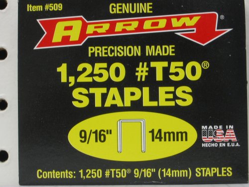 Tools: Arrow Fastener 509 9/16 Inch T50 Staples  1,250 Pack 