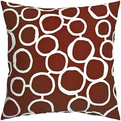 Cotton Canvas Circle Two Side Square Accent Decorative Throw Pillow Cover (Brown/White for 20 x 20 Inserts)