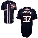 MLB Men's Washington Nationals Stephen Strasburg Six Button Cool Base Authentic Extended Size Alternate Jersey (Navy, 60/XXXX-Large)