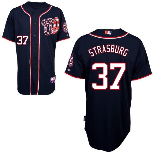 MLB Men's Washington Nationals Stephen Strasburg Six Button Cool Base Authentic Alternate Jersey (Navy, 48/X-Large)