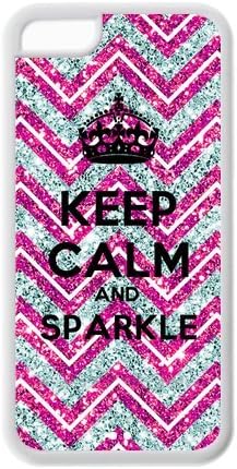Diystore Glitter Pink Chervon Keep Calm Sparkle IPHONE 5C Best Rubber Cover Case
