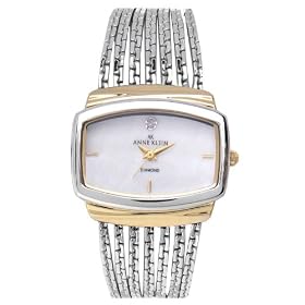AK Anne Klein Women's Diamond Accented Two-Tone Chain Bracelet Watch #108401MPTT