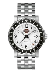 Harley-Davidson&reg; Men's Silver 24 Hour Time Zone Bracelet Watch by Bulova&reg; 78B011