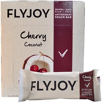 FLYJOY Nutritious Snack Bars | Quinoa + Oats + Flax + Chia - 12 Bars (Cherry Coconut)