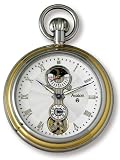 Avalon Two-Tone Sun Moon 24 Hour Mechanical Pocket Watch with Built In Display Stand # 8430TX