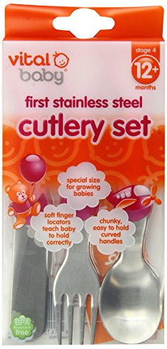 Vital Baby First Stainless Steel Cutlery Set, Pink