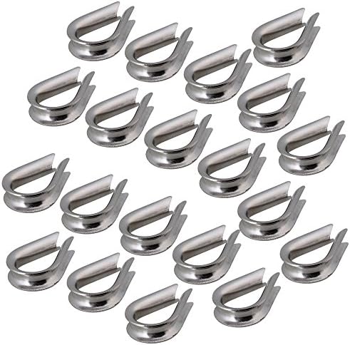 CNBTR Silver 304 Stainless Steel Wire Rope Cable Thimble Winch Wire Loop Pack of 20 (M3)