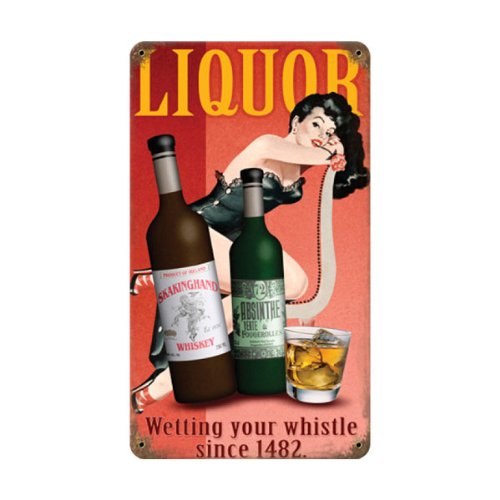 Liquor Pin-Up Girl Metal Bar Sign