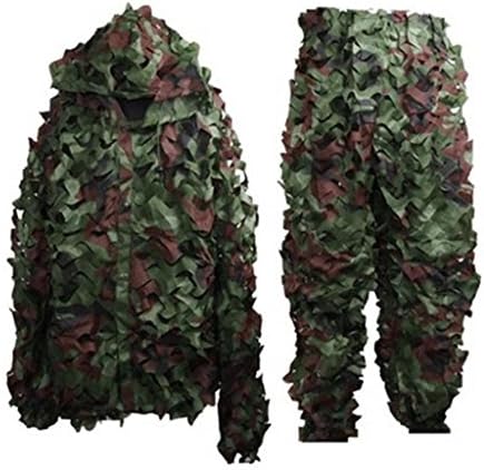3D Camouflage Leaf Clothing Hunting Camo Ghillie Suit Set with Bag