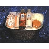 AROMATHERAPY ORGANIC HONEY FARM - PRALINES & HONEY 7 pc BATH SPA & SHOWER COUNTRY FOLK ART LARGE BASKET GIFT SET