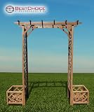 New Outdoor Wood Garden Arbor Trellis W/ Planter Boxes Rose Garden Decor