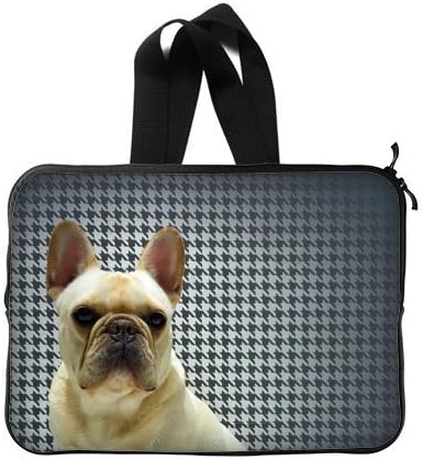 Lolili Custom Laptop Sleeve Case Cover Bag Water Resistant for 15 inch Laptop Cute White French Bulldog (Two Sides Print)