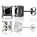 Queen Jewelers Sterling Silver Black And White Cubic Zirconia CZ Princess-Cut Stud Earrings Set of 2