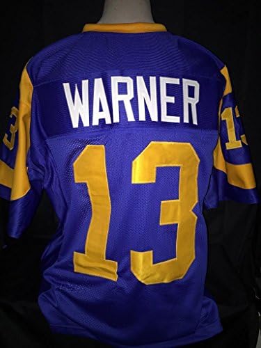 Kurt Warner unsigned custom sewn jersey Blue Men's size adult 2x-large