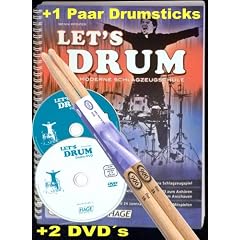 Let's Drum - Die moderne Schlagzeugschule (DIN A4, Spiralbindung) mit 2 DVDs und 1 Paar robusten Drumsticks aus Eicheholz - Das ideale Set f�r den Einstieg ins Schlagzeug spielen !