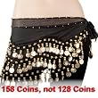 Black Chiffon Dangling Gold Coins Belly Dance Hip Scarf