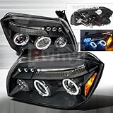 Dodge Magnum 2005 2006 2007 2008 2009 2010 LED Halo Projector Headlights - Black