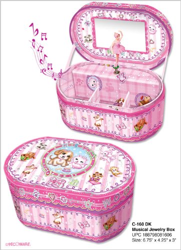 Girls Boutique PINK KITTEN AND PUPPY MUSICAL JEWELRY BOX - Adorable Music Boxes for children or girl's - Kids