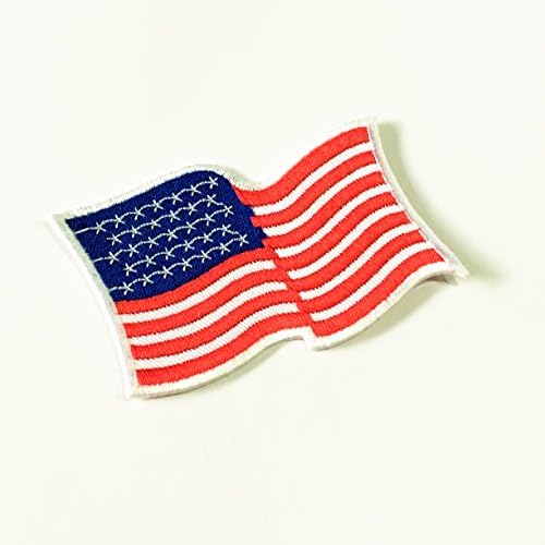 United States Nation Country Flag Patch Waving Style Emblem 2" x 2.8" Sew On Embroidered Patches National USA Decorative American Applique US Embroidery Designs For Shirt Hat Travel Backpacks Bag