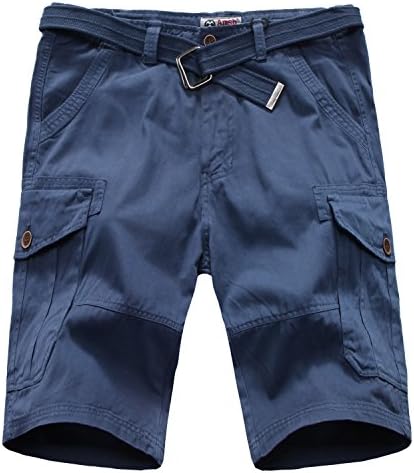 TISUN Men's Twill Performance Casual Solid Mufti Pocket Khaki Cargo Work Shorts