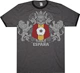 Spain Soccer World Cup Football Espana Crest Charcoal Fitted Adult T-shirt Tee