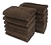 SALBAKOS 100% Turkish Cotton Washcloth Set of 12 13x13 inch | Heirloom Quality | Hotel & Spa Collection | Ultra Soft, Super Absorbent, Washcloth Towels | Made in Turkey (Brown, 12 Washcloths)