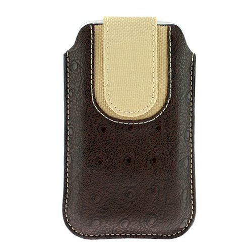 GTMax Universal Brown Leather Pouch Cover Case for AT&T Blackberry Torch 9800