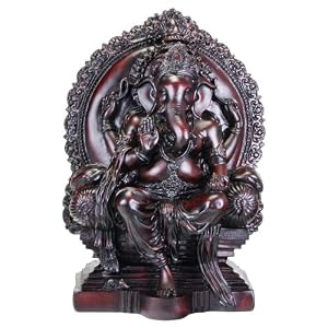 Dark Cherry Finish Ganesh Statue on Throne
