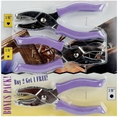 Shaped Hole Punch Single Set of 3 Purple Heart Star Circle Craft