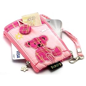 "Teddy" Luxueux rembourr� Portefeuille / Porte avec sangle de transport pour Samsung Solid Extreme . Poches zipp�es unique multi Pouch / Case / Peau / �tui pour t�l�phone mobile, cartes d'identit� bleue et argent-Rose P�le.