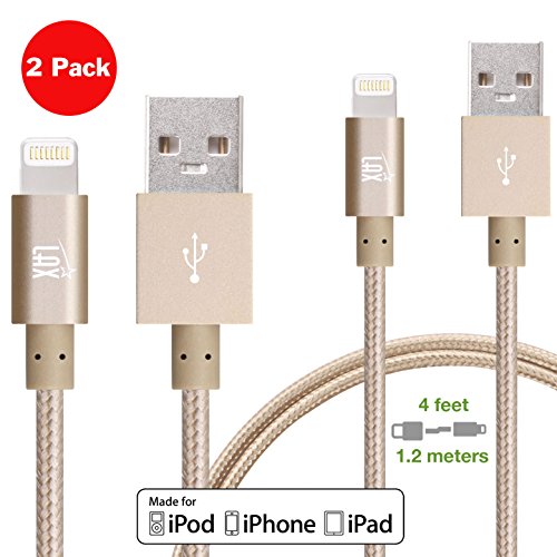 LAX iPhone Charger Lightning Cable - [Mfi Certified] Durable Braided Apple Lightning USB Cord for Latest iOS Including iPhone 11/11 Pro Max/ 11 Pro/XS/XS Max/X, iPad, iPod & More (2 Pack)