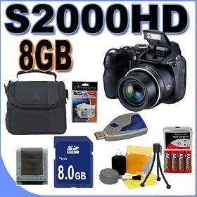 Fujifilm Finepix S2000HD 10.0MP 15x Optical Zoom Digital Camera BigVALUEInc Accessory Saver 8GB NiMH Battery/Rapid Charger Bundle + MORE