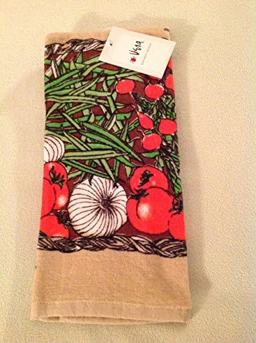 Vera Neumann Tan Tomato, Onion, Beans Terry Kitchen Dish Towel