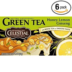 Celestial Seasonings Green Tea, Honey Lemon Ginseng, 20-Count Tea Bags (Pack of 6)
