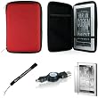 RED Slim Stylish Hard Cover Nylon Protective Carrying Case Folio for Sony PRS-950 Electronic Reader eReader Device ( PRS 950 PRS950 )(Compatible with all colors) + Indlues a 4-Inch Determination Hand Strap + Includes a Anti Glare Screen Protector + Includes a Retractable USB Data Sync Cable for your eReader (Mini USB Type)