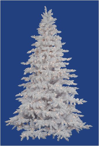 7.5' Pre-Lit Flocked White Spruce Artificial Christmas Tree - Clear LED Lights