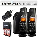 Pocket Wizard 2 801-130 Plus III Transceiver + G-WIZ Case for Pocket Wizard Plus II or III and 4 AA Batteries w/ Charger 2...