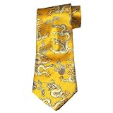 ChineseYellowDragonSilkTie,#4