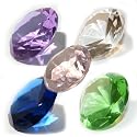 5er Set 6 cm große Deko-Glas-Diamanten in 5 Farben - toller Hingucker oder als Dekoration für einen schön gedeckten Tisch