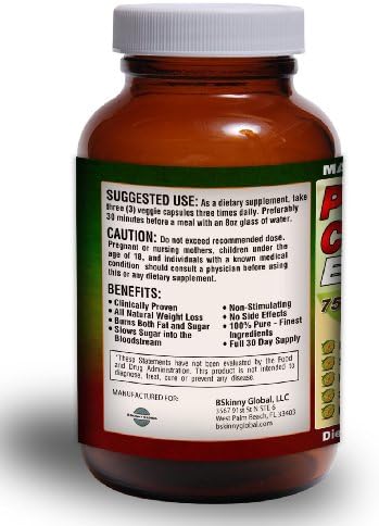 #1 Pure Garcinia Cambogia. 2250mg/day formula. 750mg/cap. 60% HCA. Maximum Weight Loss (180 Veggie Capsules - 2 Month Supply)