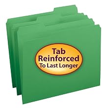 Smead 1/3-Cut File Folders, Heavy Duty Reinforced Tab, Letter Size, Green, 100 Per Box (12134)