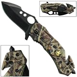 K-9 SEARCH AND RESCUE MINI TACTICAL RESCUE FOLDING POCKET KNIFE - CAMO