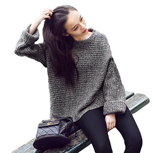 (フアングー)huanggu 緩いニット 長袖シャツ セーター コート 保温 トップス トレンディ 秋物 秋冬 ロング カジュアル 切り替えワンピース チュニック ニット レディース ニットワンピース