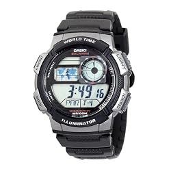 Casio Men's AE1000W-1BVCF Silver-Tone and Black Digital Sport Watch