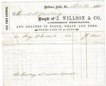 1865 BILLHEAD J. WILLSON MERCHANT , BELLOWS FALLS