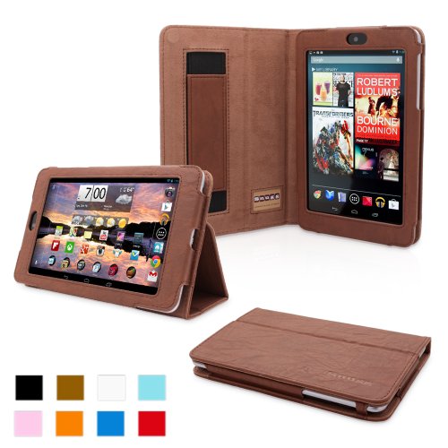 Snugg Nexus 7 Leather Case in 'Distressed' Brown - Flip Stand Cover with Elastic Strap and Premium Nubuck Fibre Interior - Automatically Wakes and Puts the Google Nexus 7 to Sleep