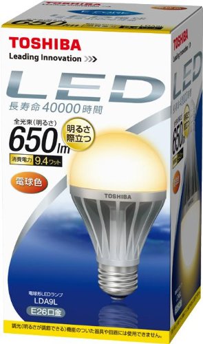 TOSHIBA E-CORE(イー・コア) LED電球(E26口金・一般電球形・白熱電球60W相当 650ルーメン・電球色) LDA9L