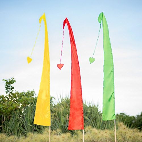 Festival Flags ~ Set of 3 Parachute Silk Yellow, Orange and Lime Green Flags 6.5' Feet Tall! NO POLES INCLUDED!