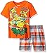 Nickelodeon Little Boys' Toddler Ninja Turtle Plaid Short Set, Orange, 4T