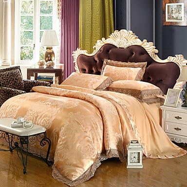 Quilt cover Tencel Fabric Modal Satin Jacquard Bedding Wedding Suite 4 Piece 1.5m-1.8m/2.0m bed Bedding Set , king